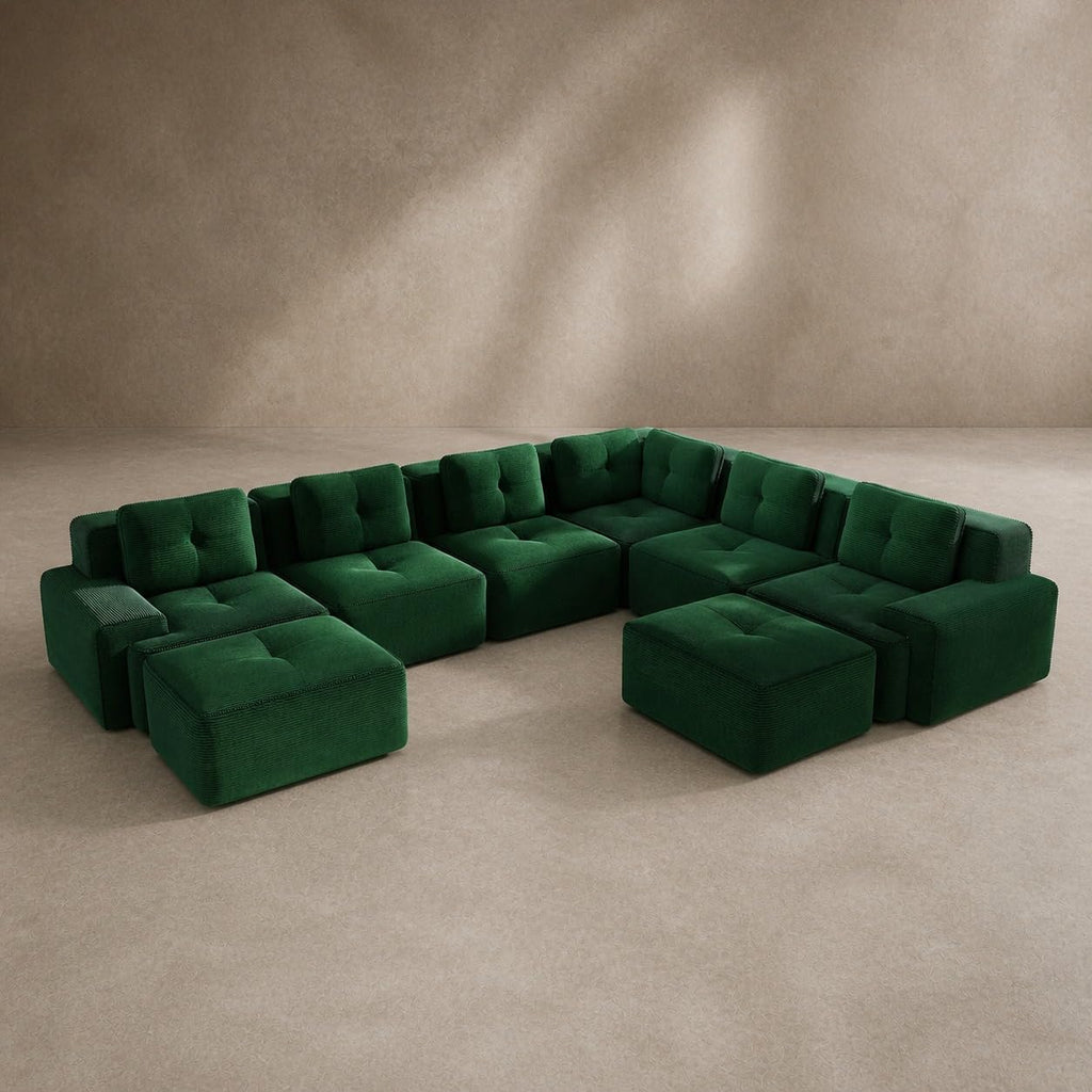 Camel Couch, Corduroy Couch, Boneless Modular Sectional Sofa Set, 5-Seat, Oversized
