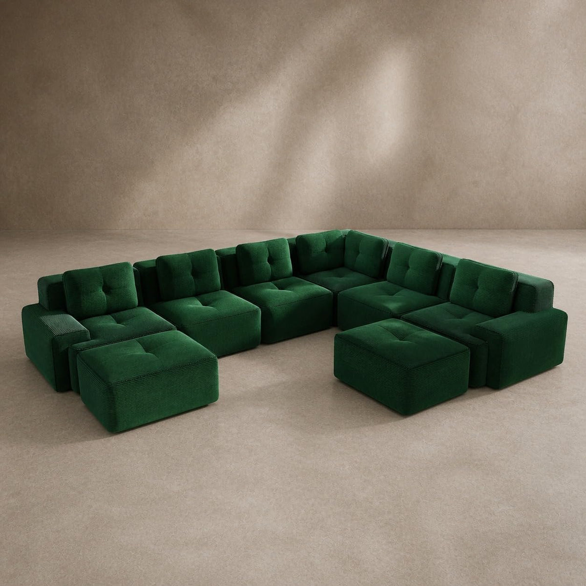 Camel Couch, Corduroy Couch, Boneless Modular Sectional Sofa Set, 5-Seat, Oversized