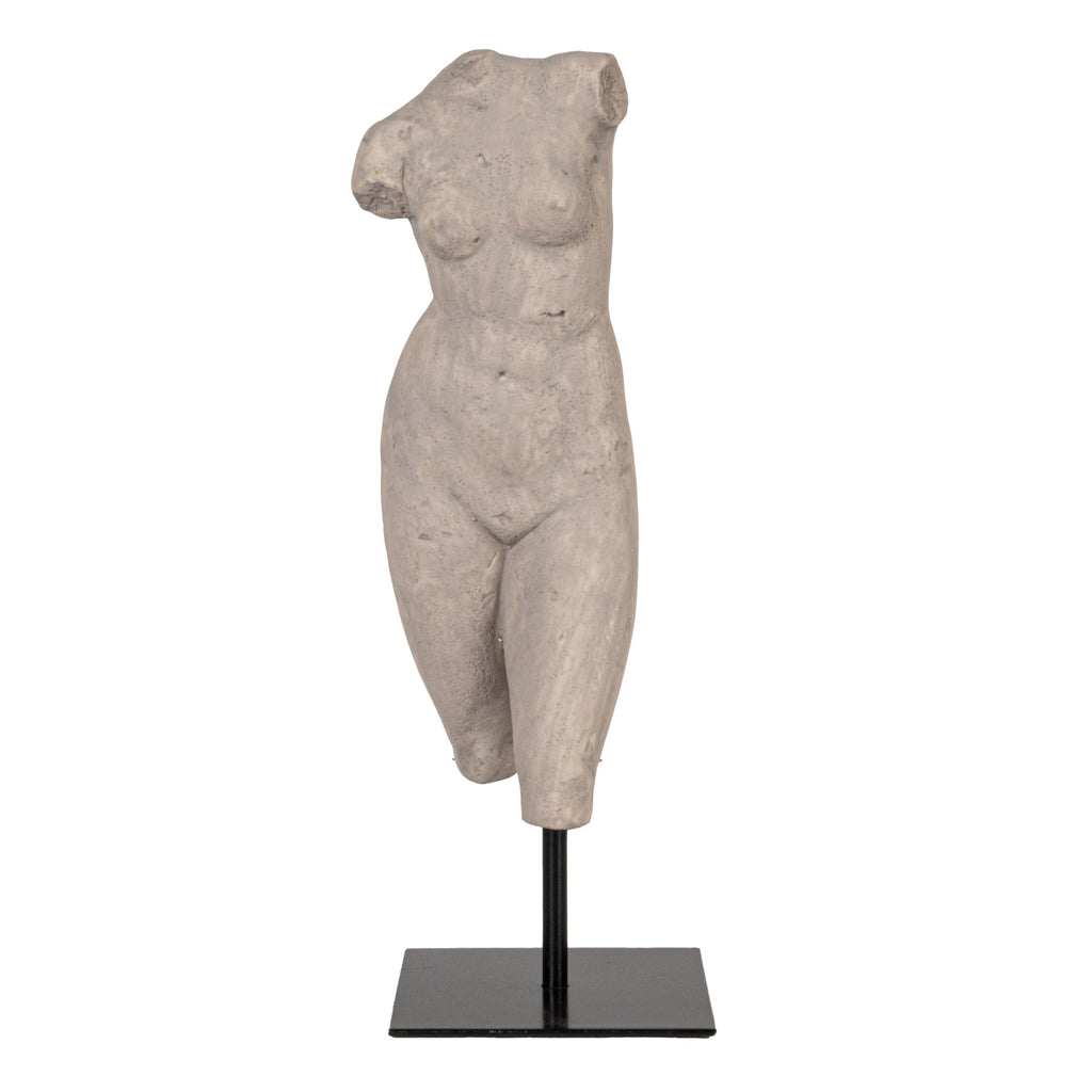 Creative Co-Op Resin Female Body Figure on Metal Stand, Plaster Finish