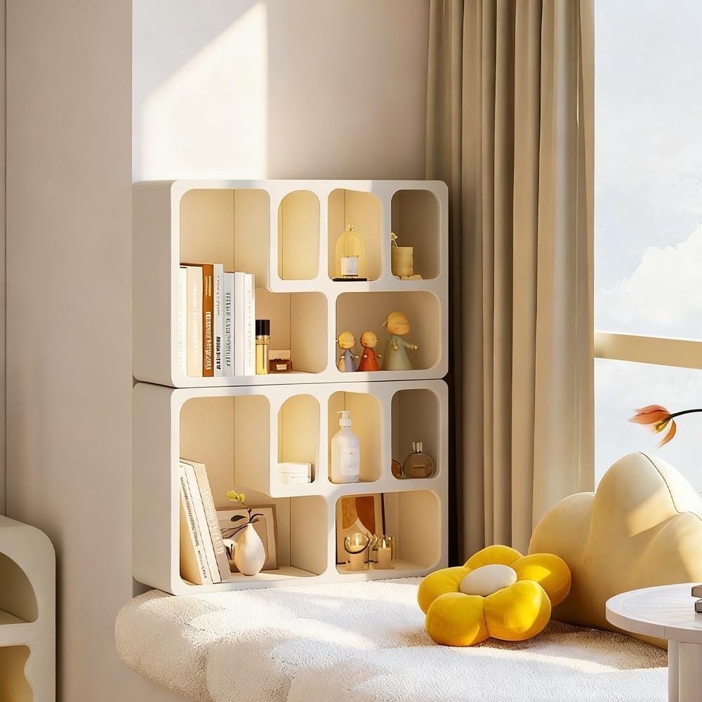 5-Cube Wood Storage Organizer, Geometric, Versatile Arched Wall Shelf and Home Storage Solution, Floating Shelf for Books, Cups, Cosmetics and Decorative Items