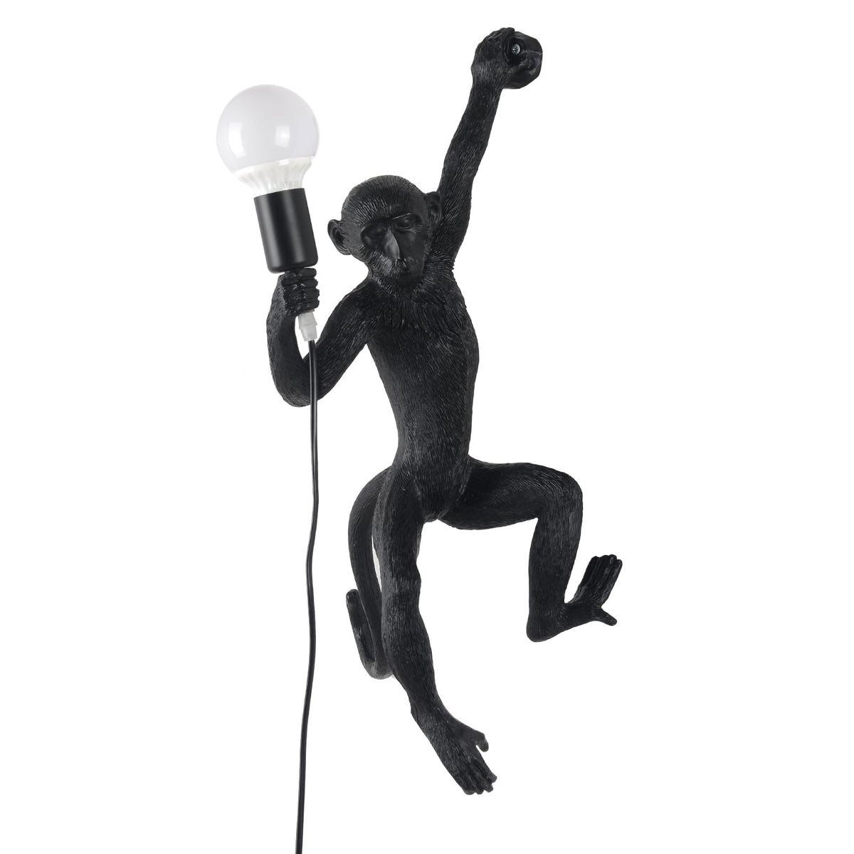 Modern Resin Monkey Wall Lamp & Pendant Light - Hemp Rope Vintage Lamp for Home Decor - Dining, Living Room, Bedroom, Entryway (Black)