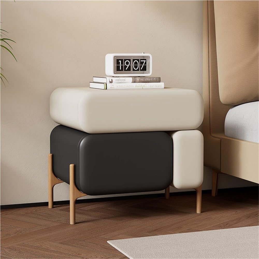 Light Luxury Nightstand, 3 Drawer Night Stand, Multi-Functional Bedside Table, Side Table, End Table for Bedroom, Living Room(Black,17.7in)
