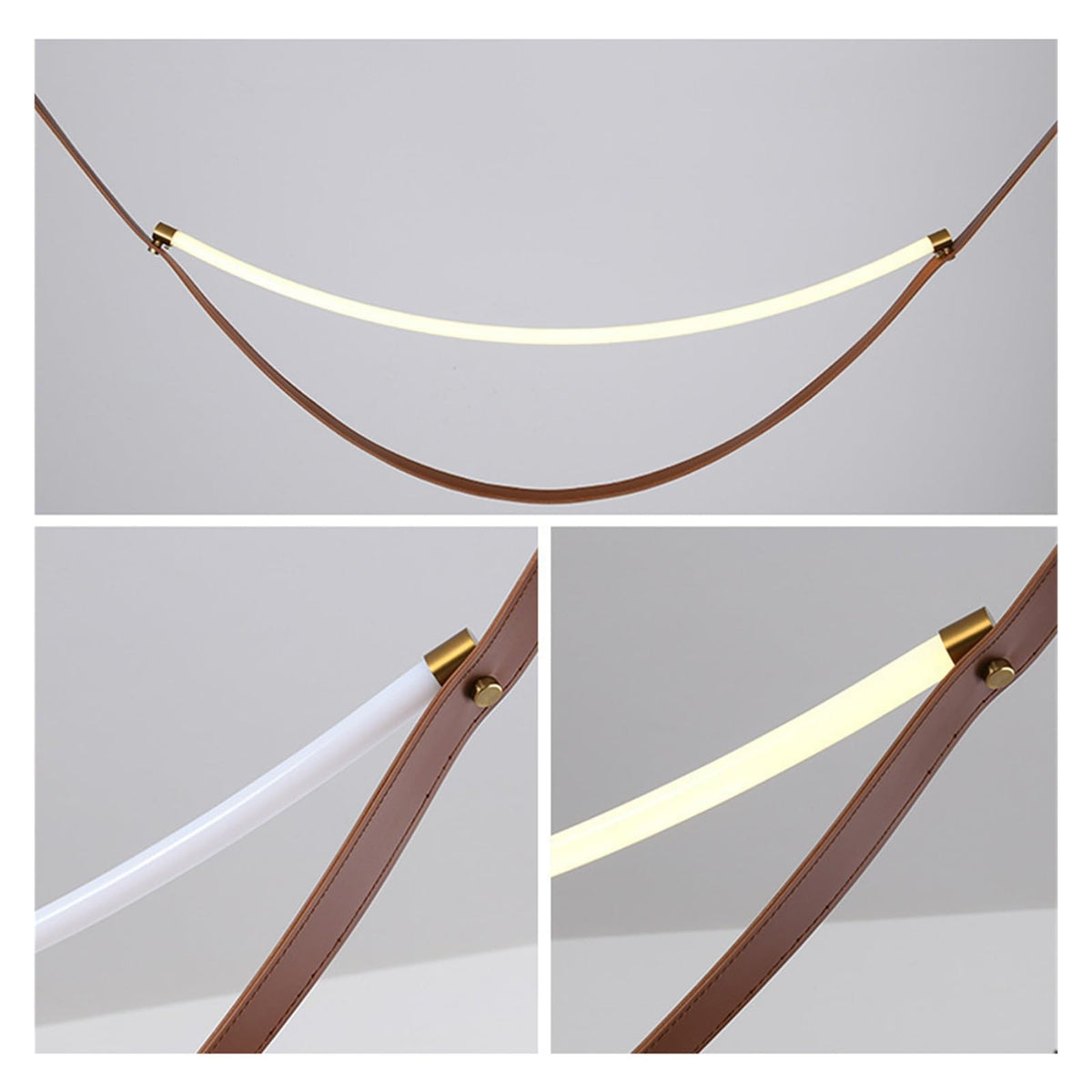 Leather Nordic Modern Hanging Pendant Lamp Minimalist Line Design Led Light Home