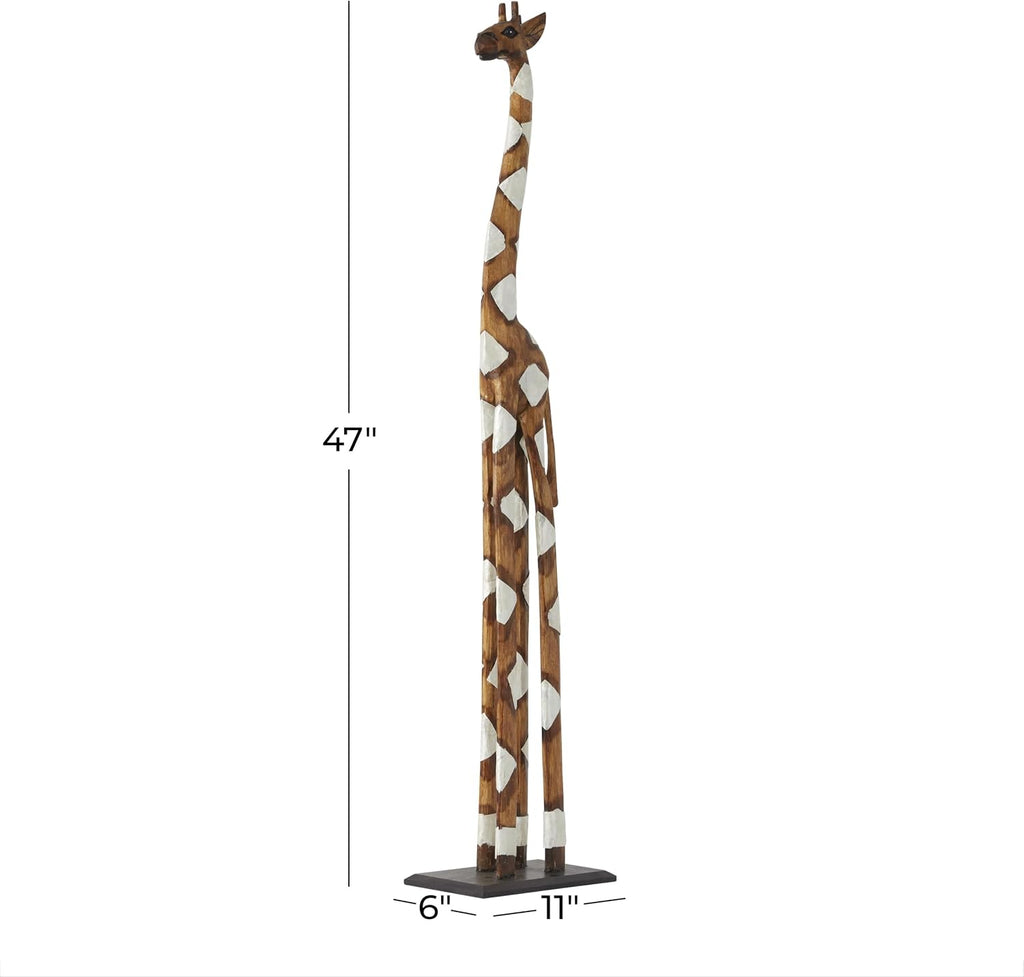 Deco 79 Wood Giraffe Sculpture, Sculpture 11" x 6" x 47", Brown