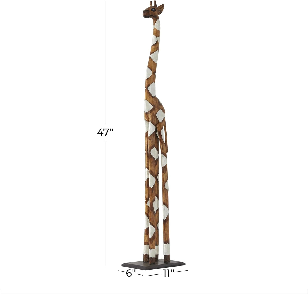 Deco 79 Wood Giraffe Sculpture, Sculpture 11" x 6" x 47", Brown