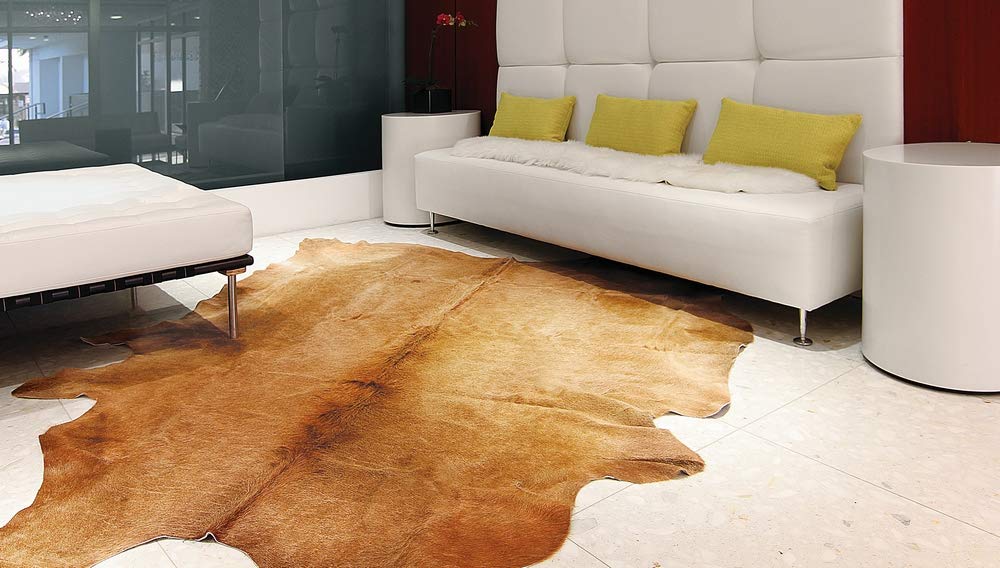 Natural Geneva Cowhide Area Rug, Off-White, 6 ft x 7 ft