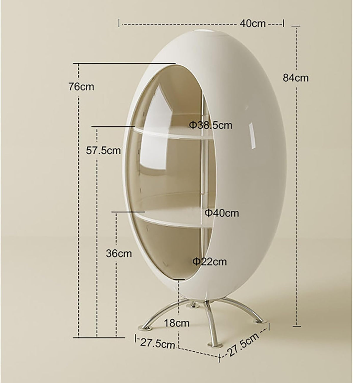 Rotating Three-Tier Side Table Cabinet