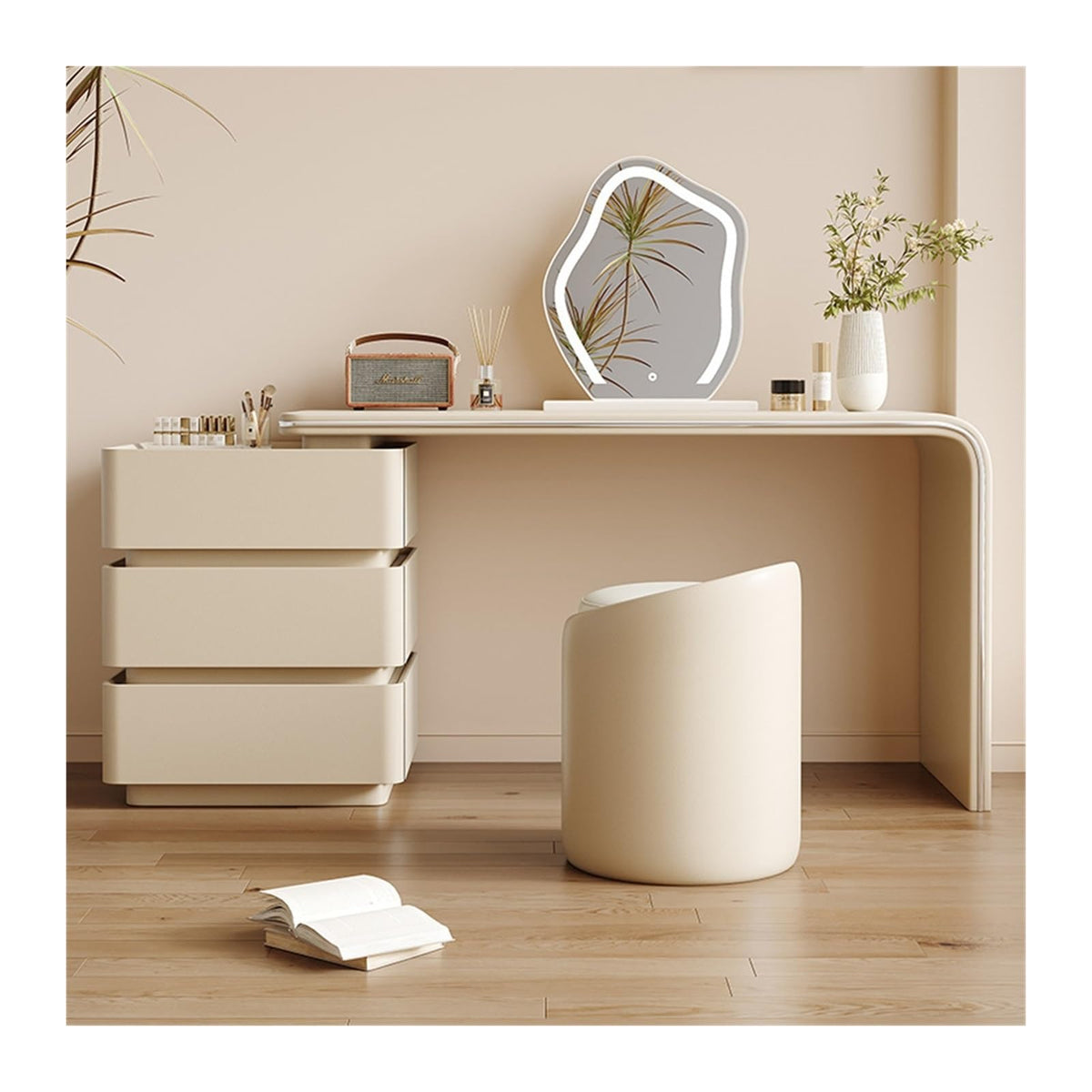 Vanity Desk with Three Drawers & Chair
