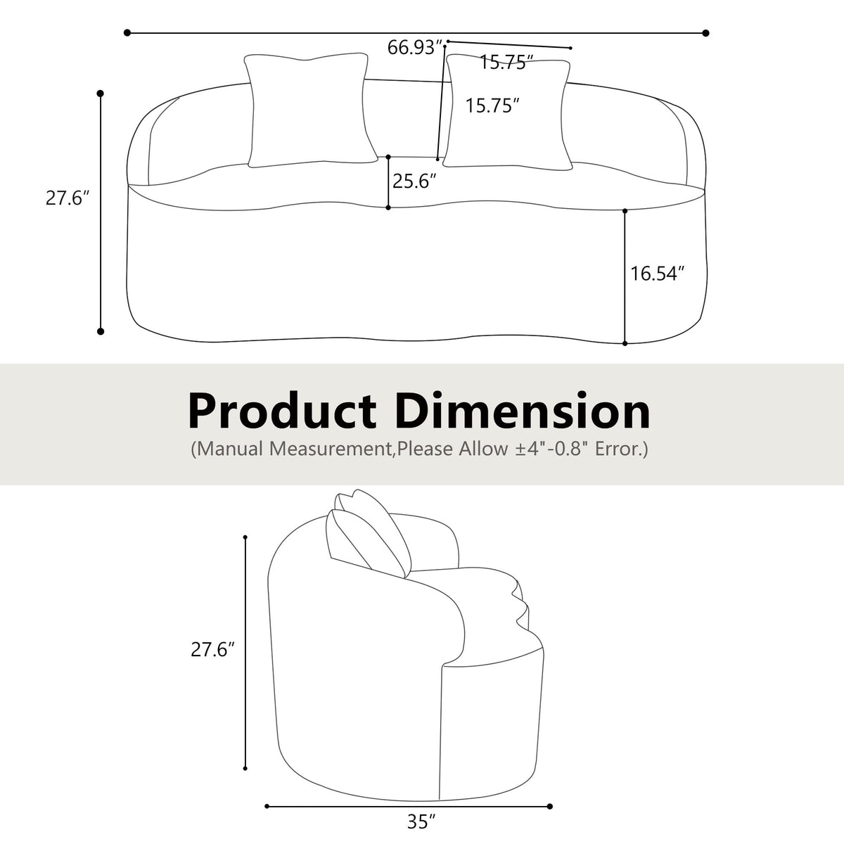 Curved Cloud Sectional Sofa with Pillows