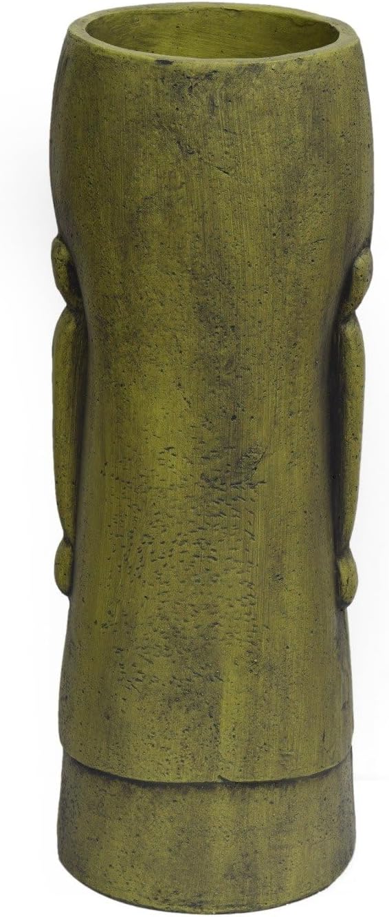 24 Inch Statue Planter, Antique Green Easter Island Head Urn with Weather-Resistant Magnesium Oxide, Decorative Face Planter for Indoor Outdoor Garden Patio Yard Decor
