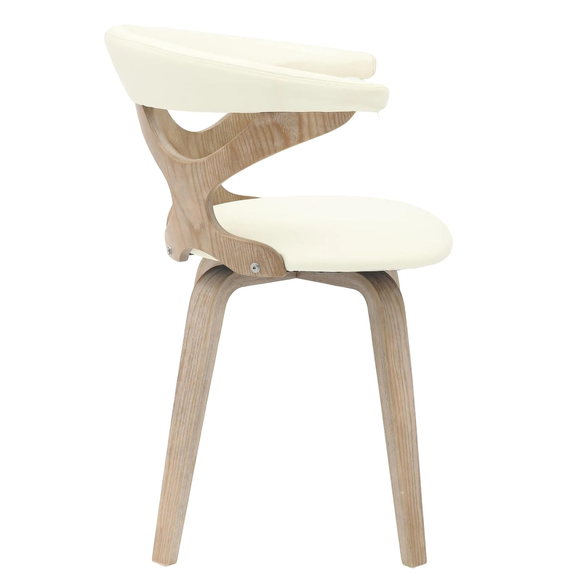 LeisureMod Klyne Leather Dining Chair with Poplar Wood Frame – Mid-Century Wooden