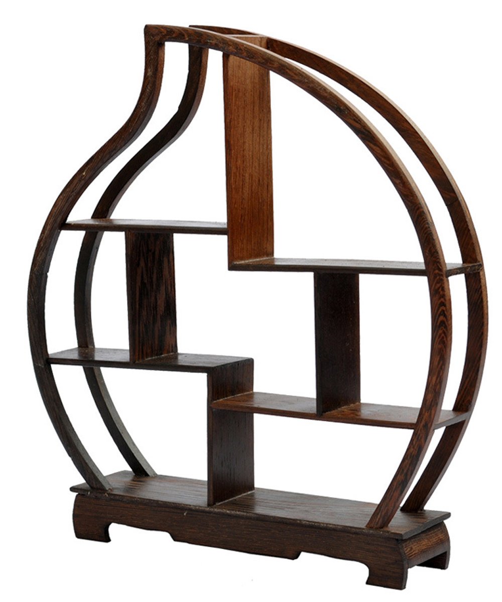 Carved Wood Curio Display Stand