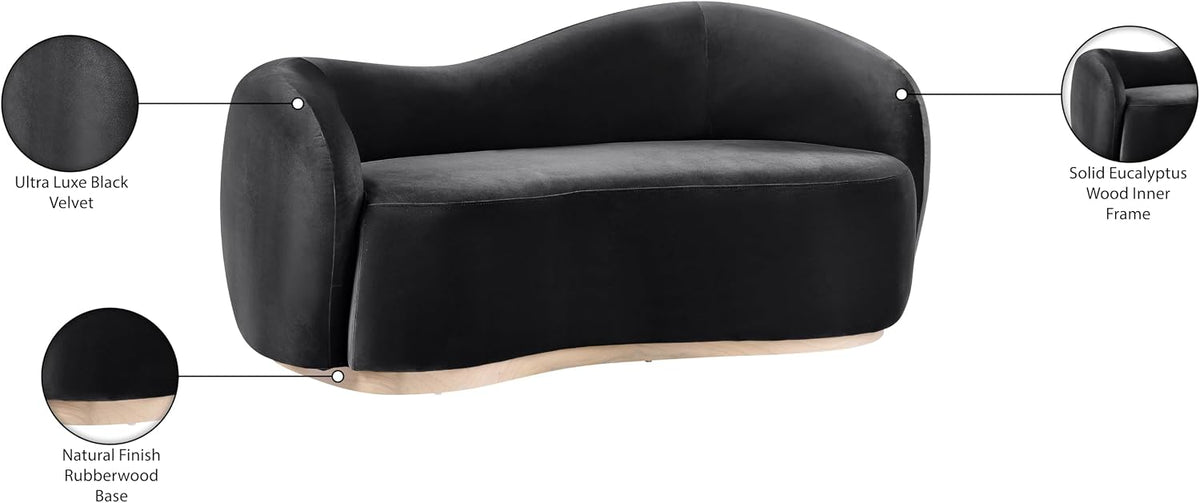 Meridian Gustavo Art Deco Velvet Loveseat
