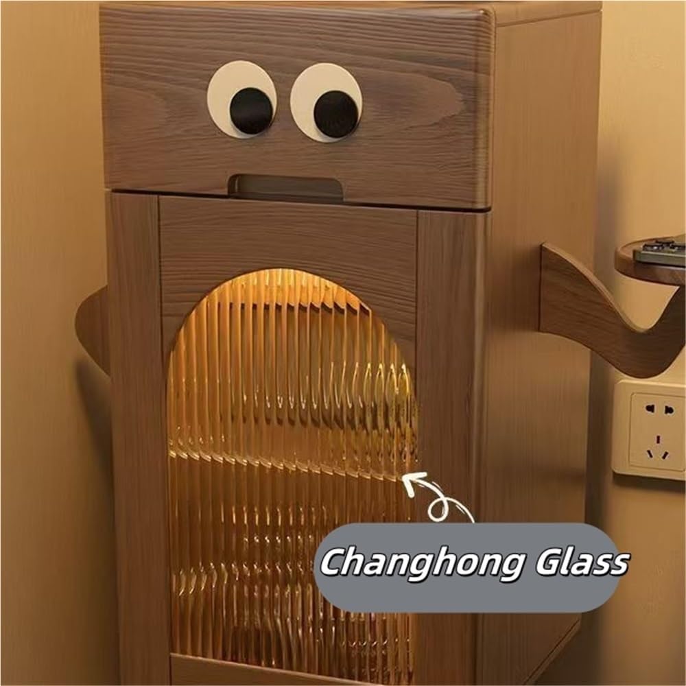 Robot Bedside Table with Storage, Multifunctional Side Cabinet for Bedroom or Living Room, Narrow Nightstand and Couch Table, End Table with Storage, Accent Furniture