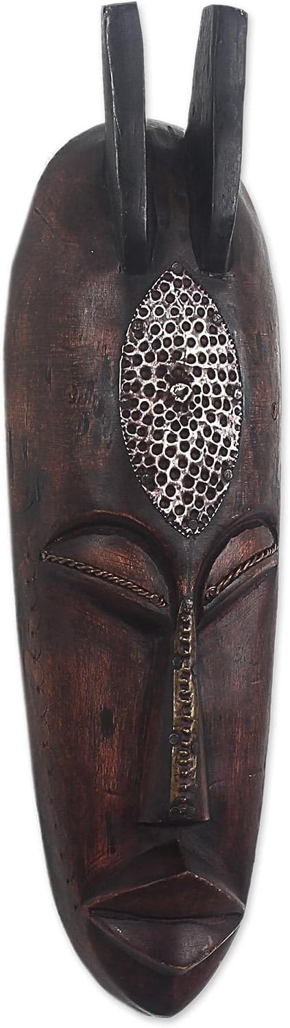 NOVICA Handmade Artisan Ivoirian Wood Mask King Who Loves Peace Fair Trade