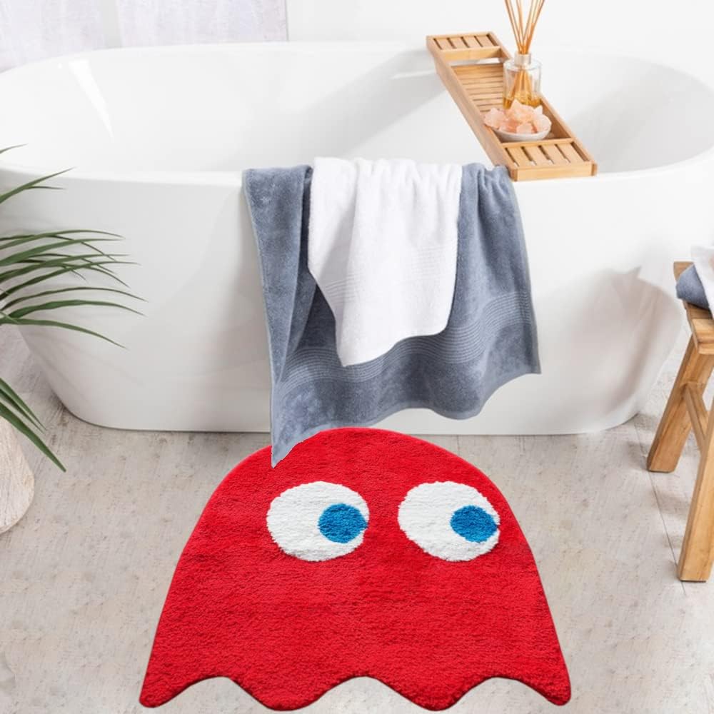 Fun Red Graphic Bathroom Accent Rug