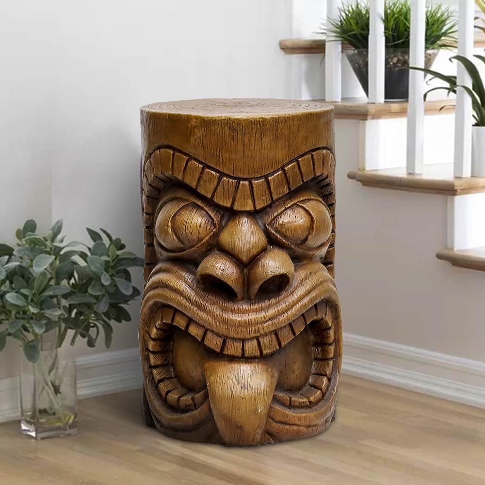 Kanaloa-Inspired Tiki Concrete Accent Stool