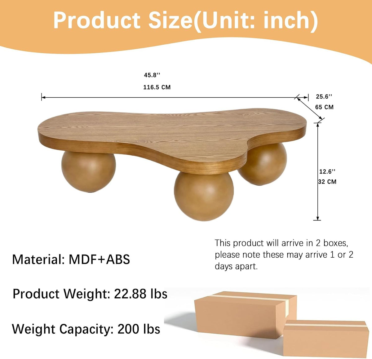 Cloud Coffee Table with Ball Legs