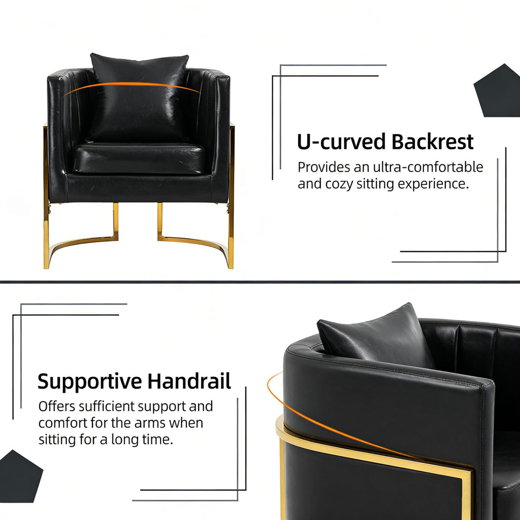 Velvet Barrel Accent Chair with Pillow