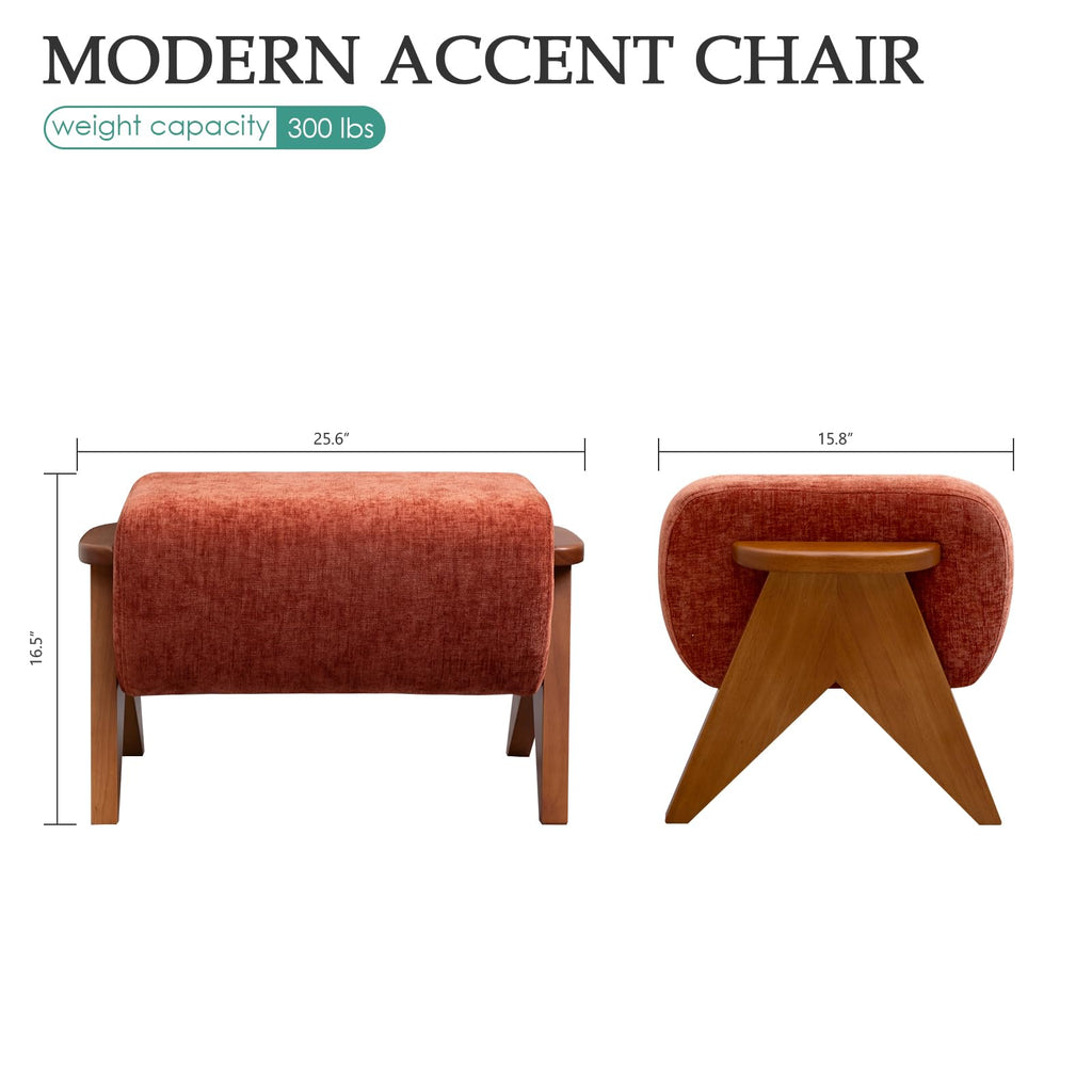 2 Pcs Home Accent Chair Mid Century Modern Accent Chair with Wood Frame