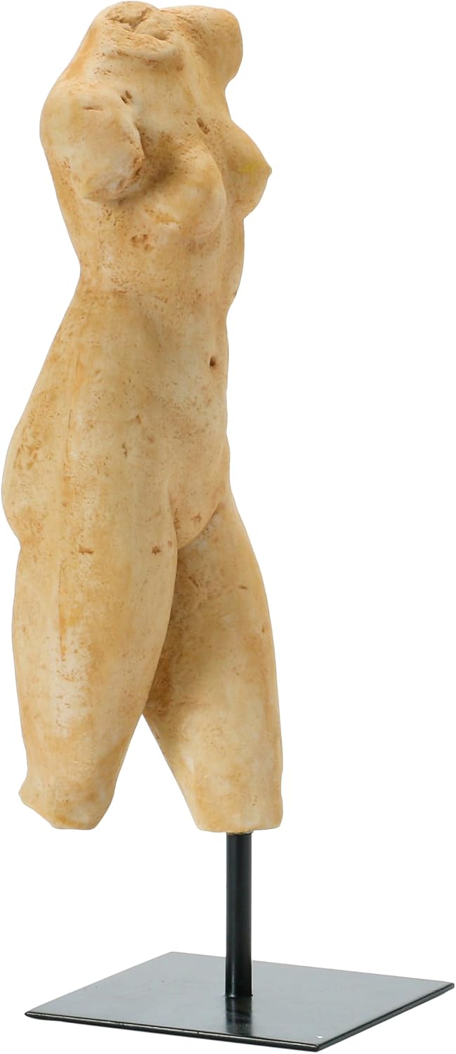 Creative Co-Op Resin Female Body Figure on Metal Stand, Plaster Finish