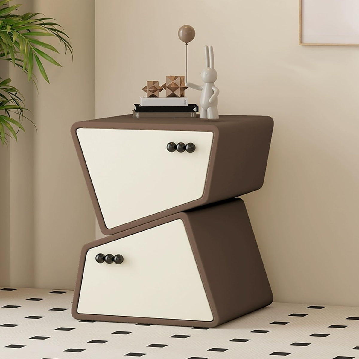 Wood Nightstand Creative Bedside Table 2 Drawer Night Stand Storage Cabinet with Drawers Side Table for Home Creative idea(Green,40cm)