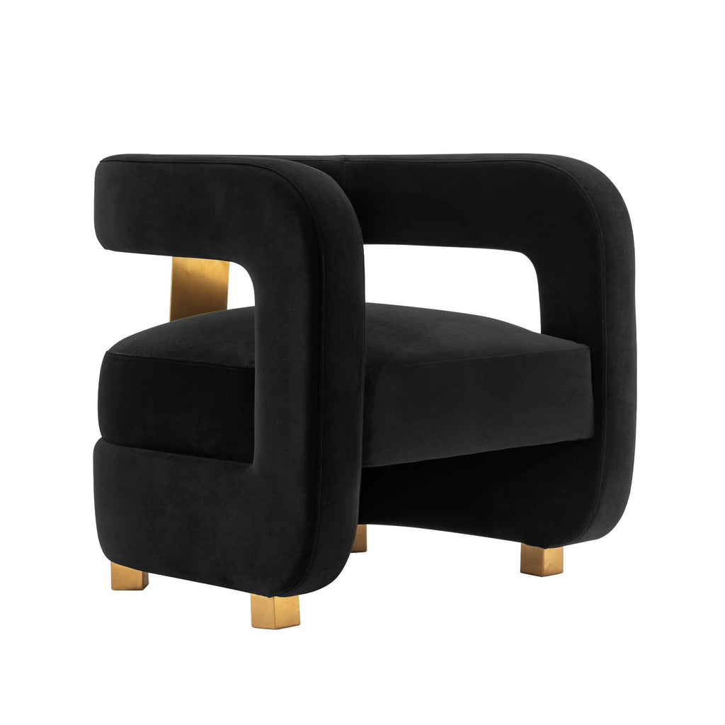 Manhattan Comfort Amirah Modern Velvet Accent Chairs with Geometric Floating Open