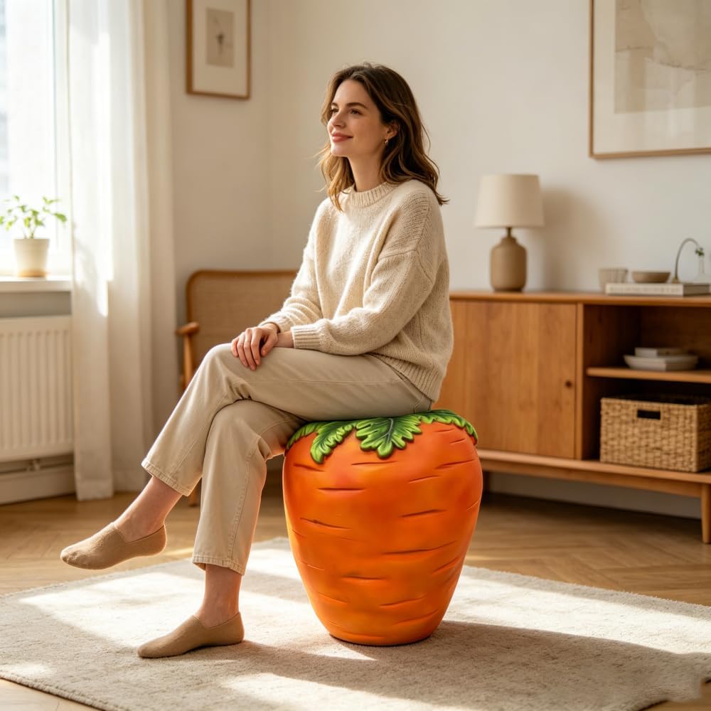 Carrot Resin Stool 16" - Side Table & Plant Stand