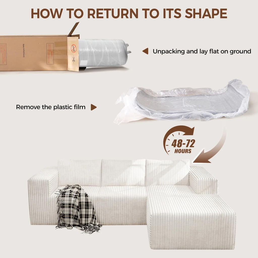 106" Modular Corduroy Cloud Sectional Sofa