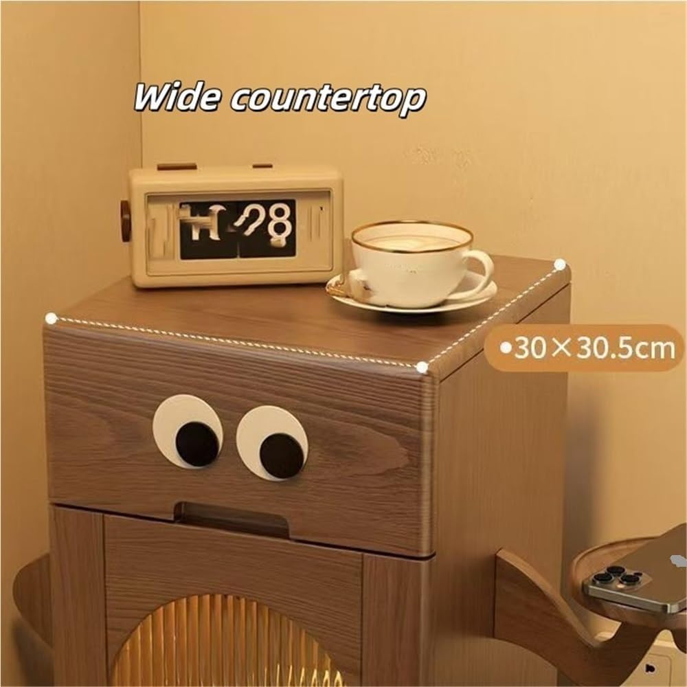 Robot Bedside Table with Storage, Multifunctional Side Cabinet for Bedroom or Living Room, Narrow Nightstand and Couch Table, End Table with Storage, Accent Furniture