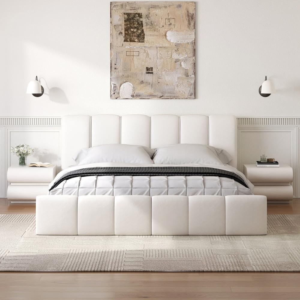 White Faux-Leather Six-Drawer Dresser