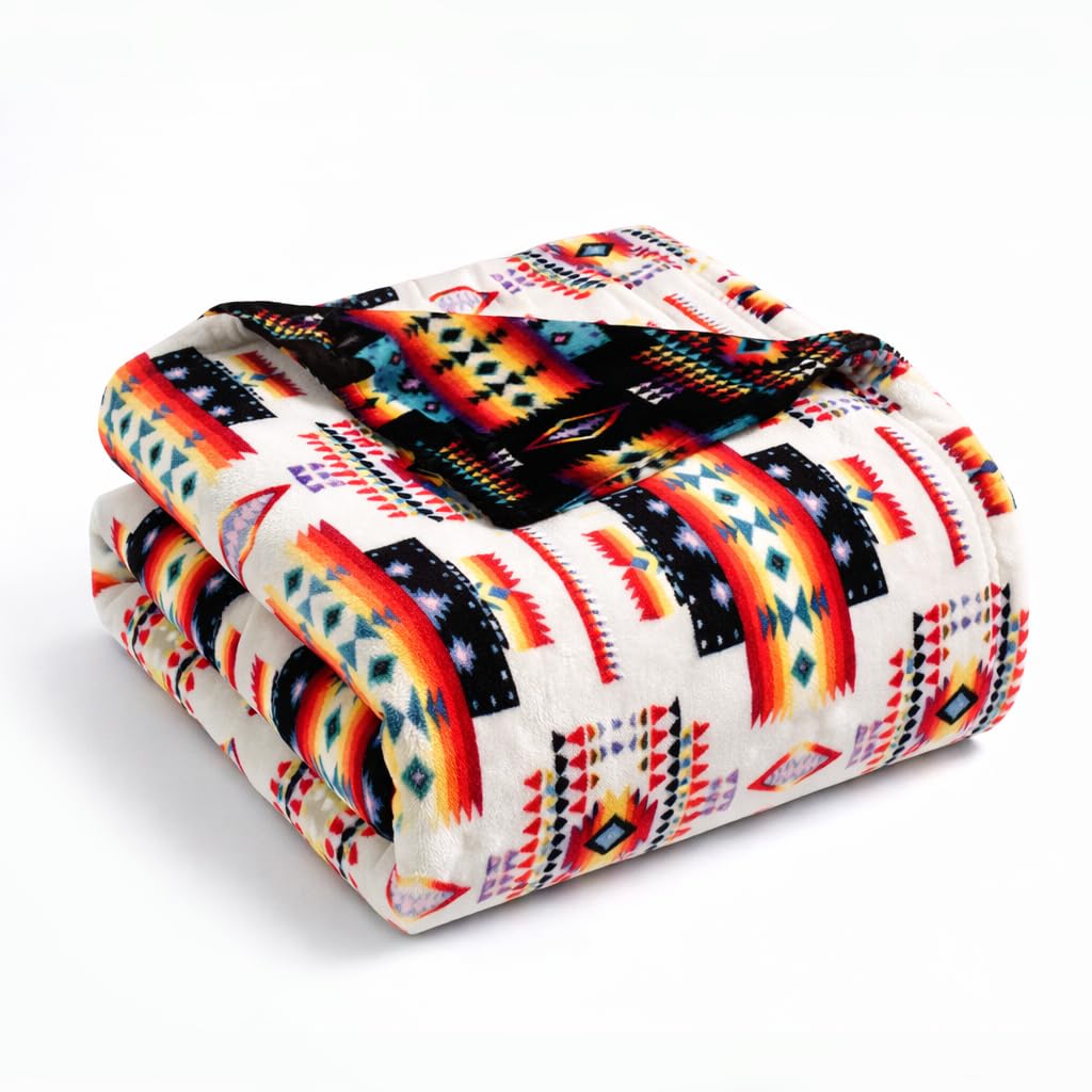 Sacred Thread Aztec Blanket Fleece, Western Blanket (Coffee Flannel) (King)