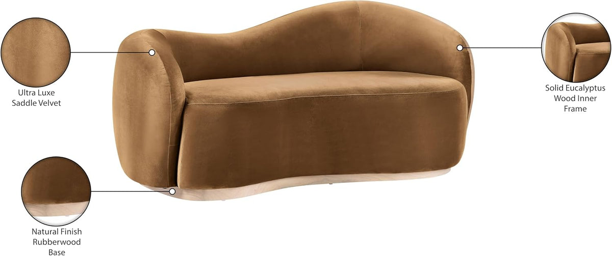 Meridian Gustavo Art Deco Velvet Loveseat