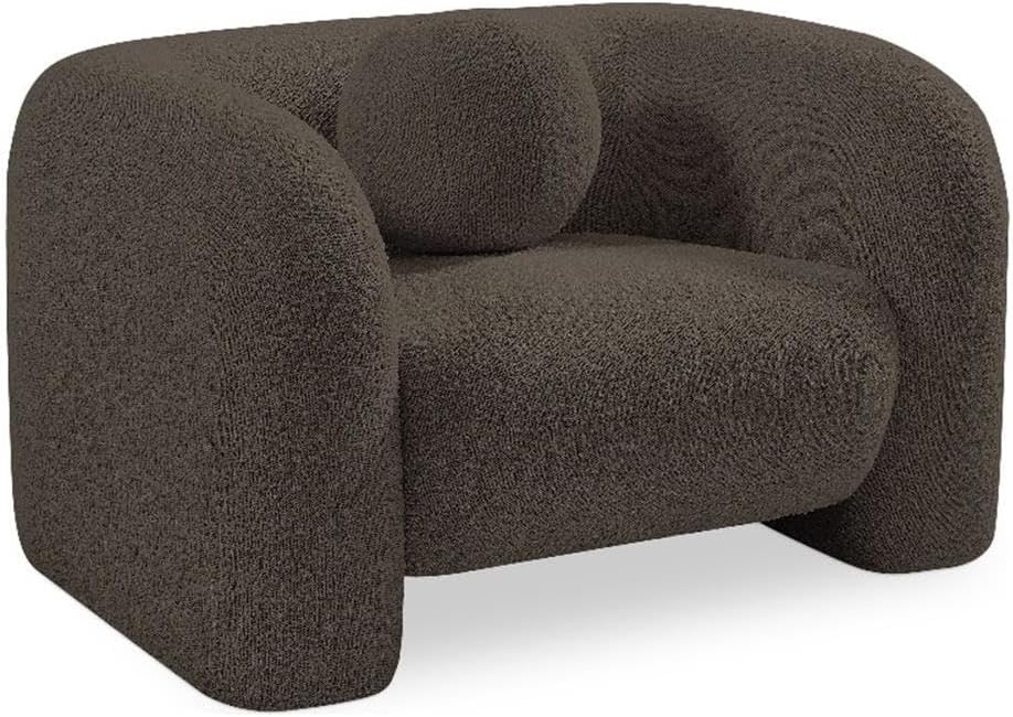 Art Deco Bouclé Accent Chair with Ball Pillow