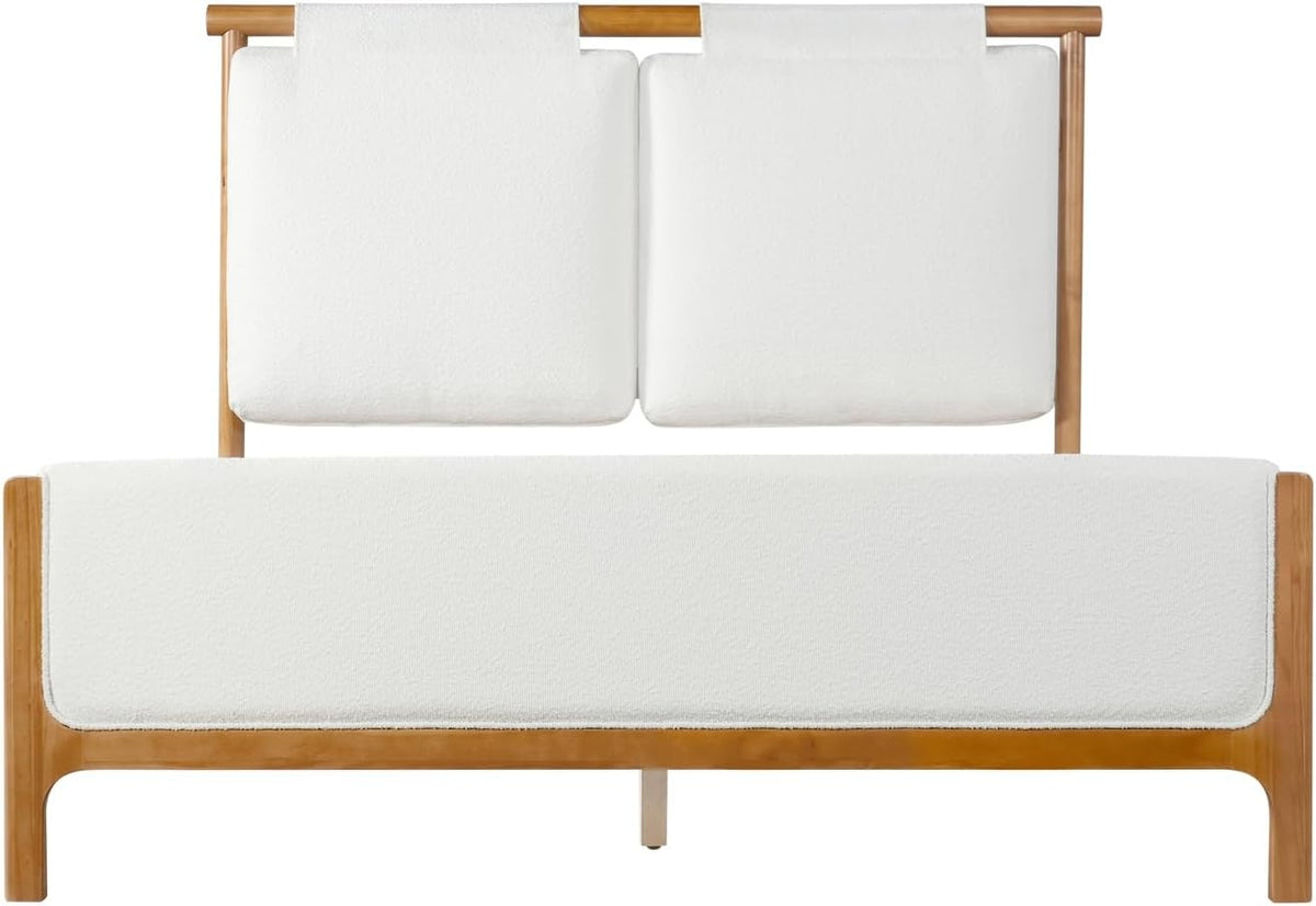 MERITLINE Queen Size Platform Bed with Upholstered Headboard