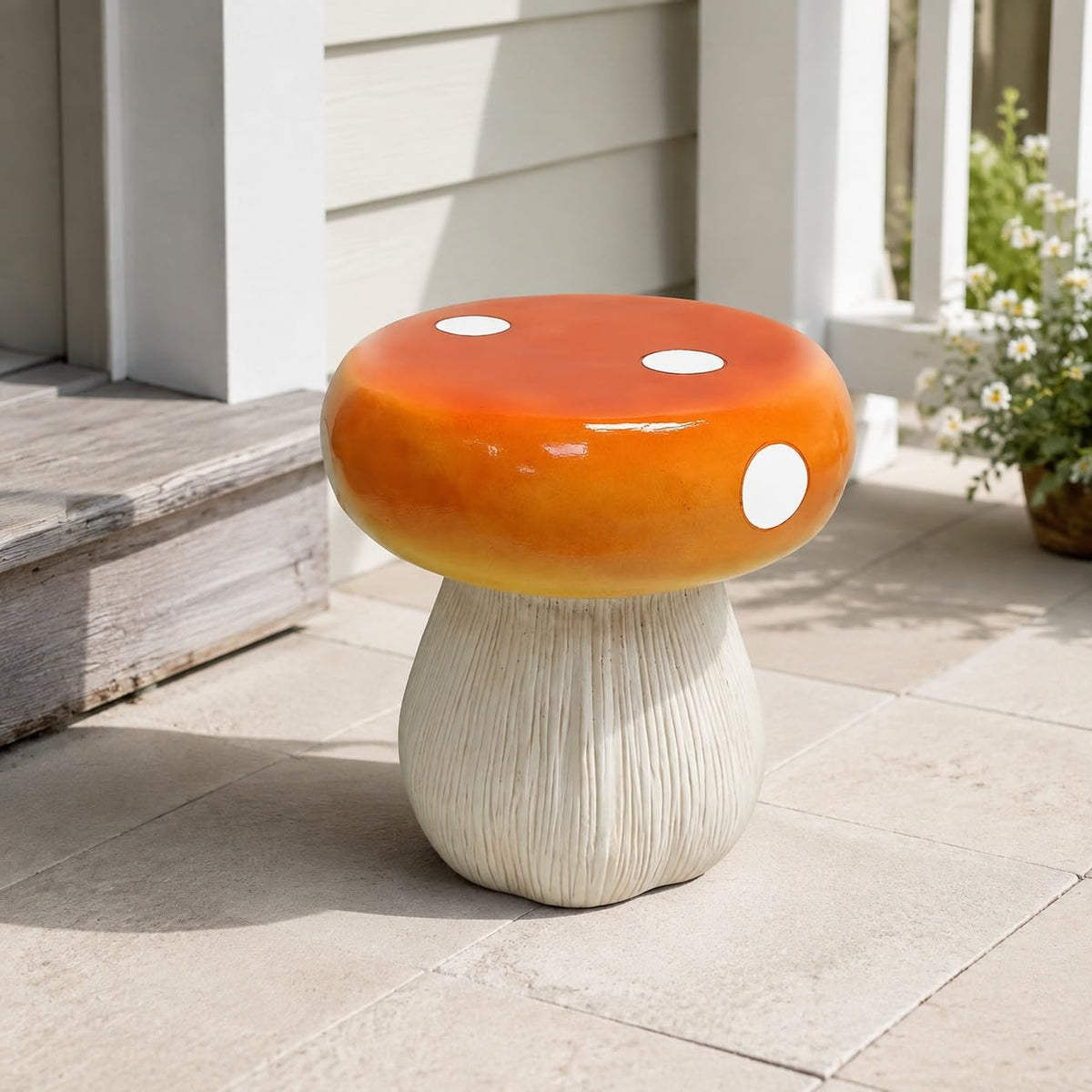Corn Cob Plant Stand Indoor and Outdoor Resin Garden Stool Drum Seat Accent
