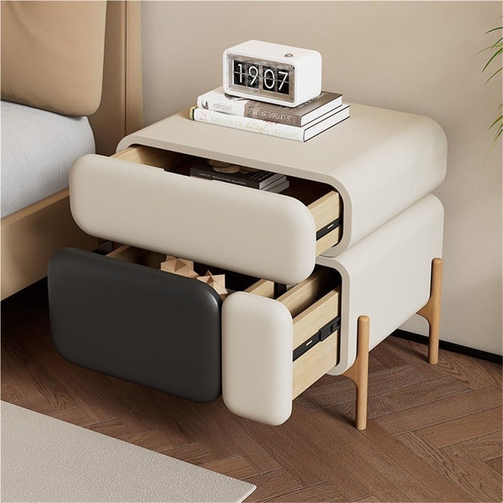 Light Luxury Nightstand, 3 Drawer Night Stand, Multi-Functional Bedside Table, Side Table, End Table for Bedroom, Living Room(Black,17.7in)