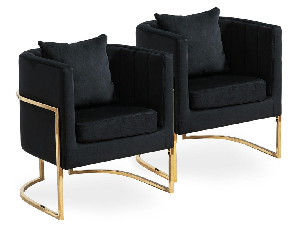 Velvet Barrel Accent Chair with Pillow