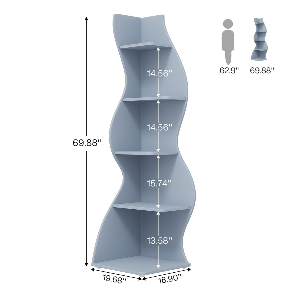 Modern Five-Tier Corner Bookshelf
