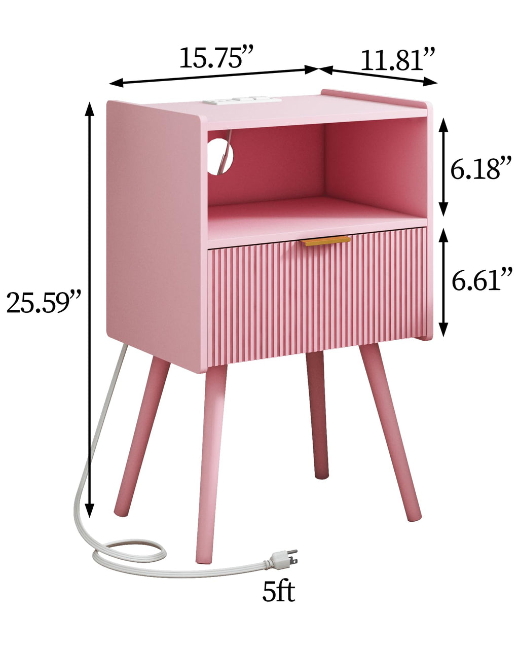 Modern Nightstand with Drawer & Open Shelf