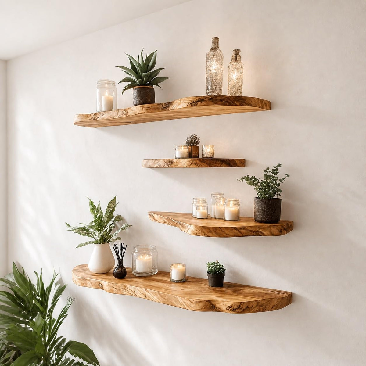 Solid Wood Live-Edge Floating Shelf
