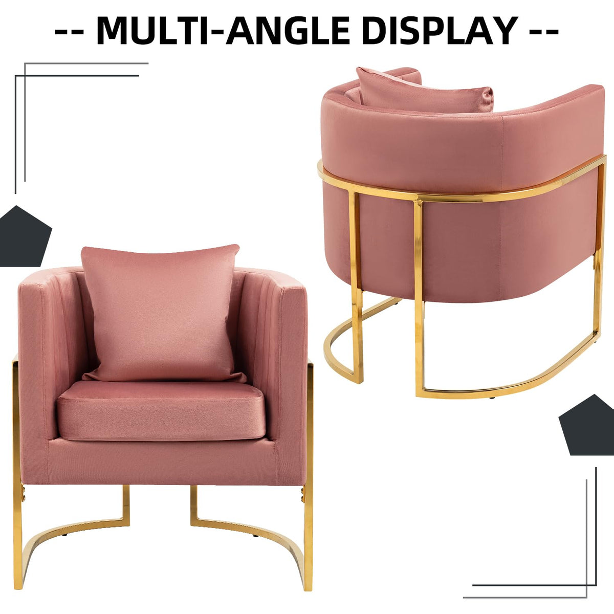 Velvet Barrel Accent Chair with Pillow