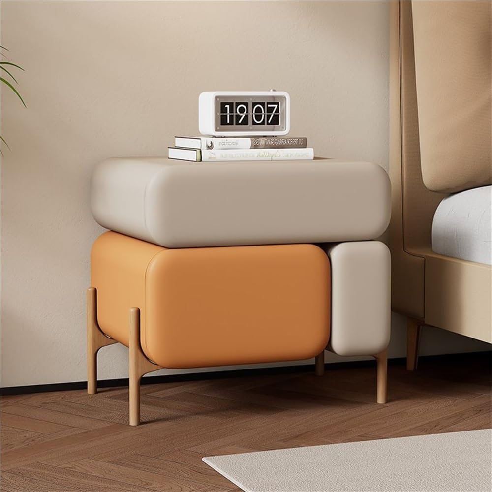 Light Luxury Nightstand, 3 Drawer Night Stand, Multi-Functional Bedside Table, Side Table, End Table for Bedroom, Living Room(Black,17.7in)