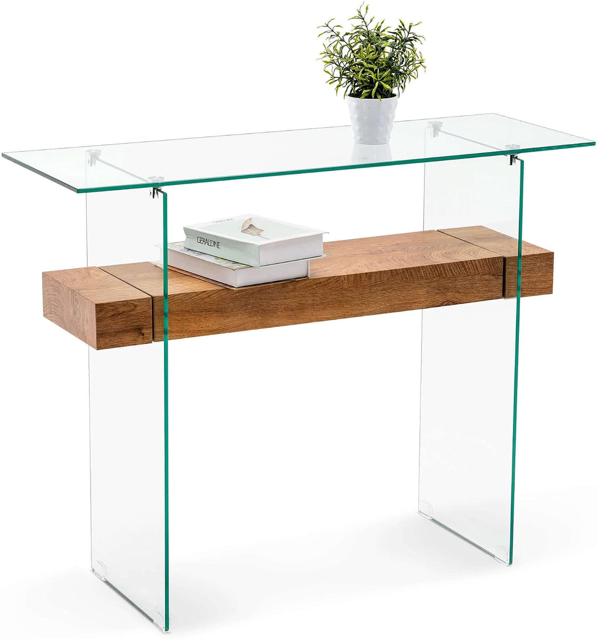 Glass Console Table with Storage