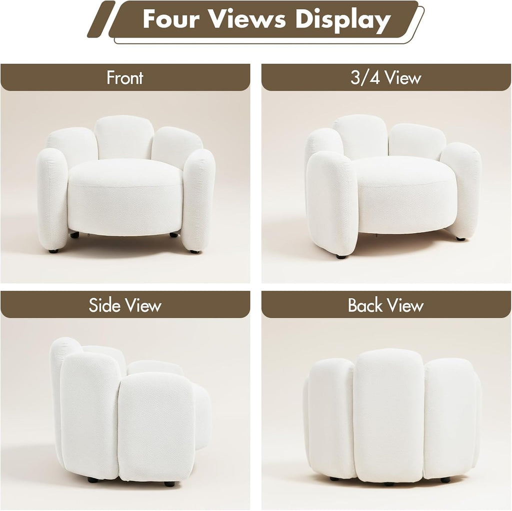 Hyfirm Sculptural Barrel Accent Chairs Set of 2, Cream White