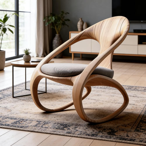 Modern Luxury Bentwood Ergonomic Rocking Lounge Chair