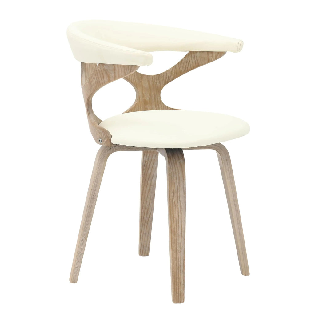 LeisureMod Klyne Leather Dining Chair with Poplar Wood Frame – Mid-Century Wooden