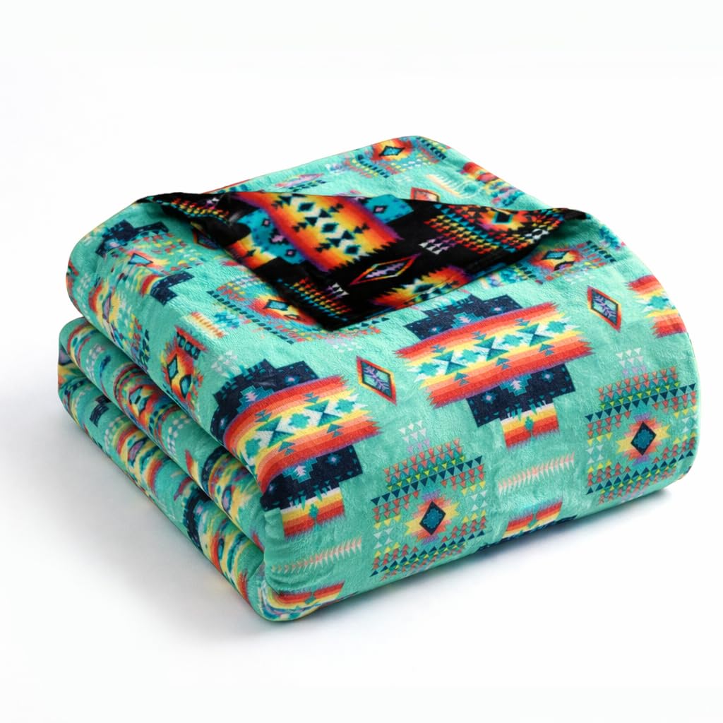 Sacred Thread Aztec Blanket Fleece, Western Blanket (Coffee Flannel) (King)
