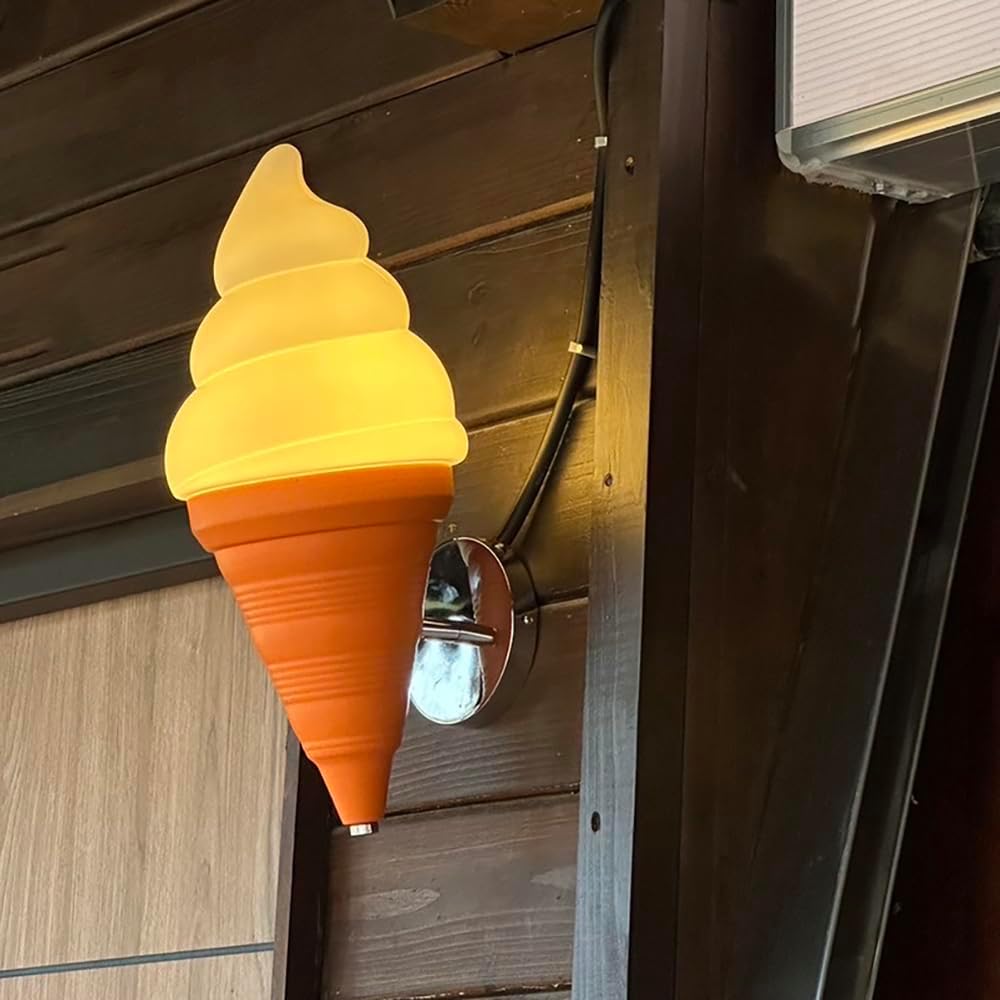 Cute Ice Cream Cones Wall Sconce, Plastic Wall Light, Modern Children's Room Lighting for Children's Room Cafe in Orange