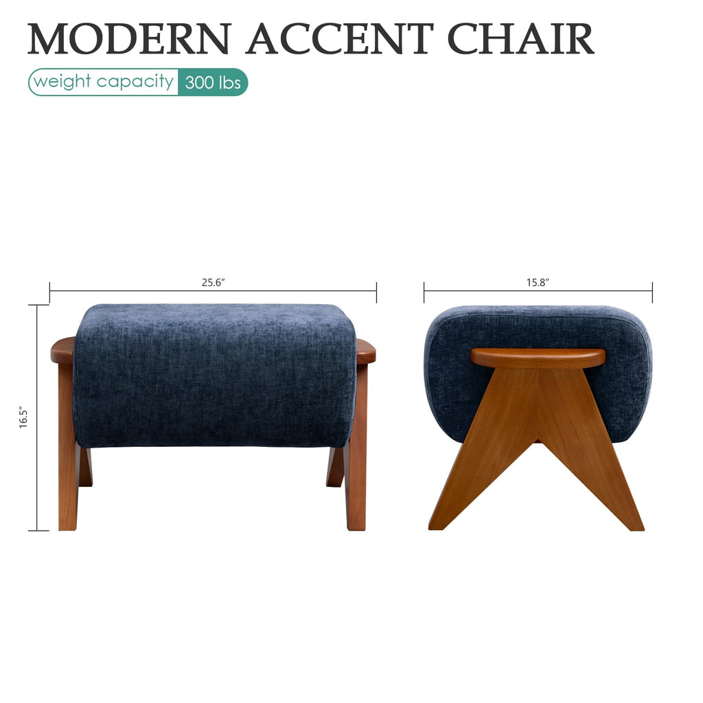 2 Pcs Home Accent Chair Mid Century Modern Accent Chair with Wood Frame